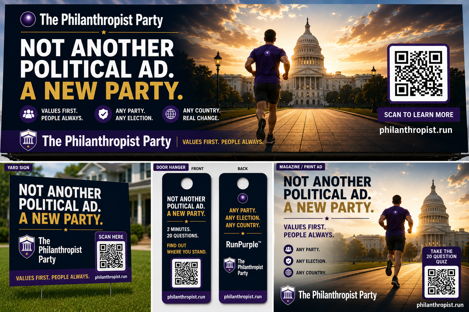 The Philanthropist Party campaign examples